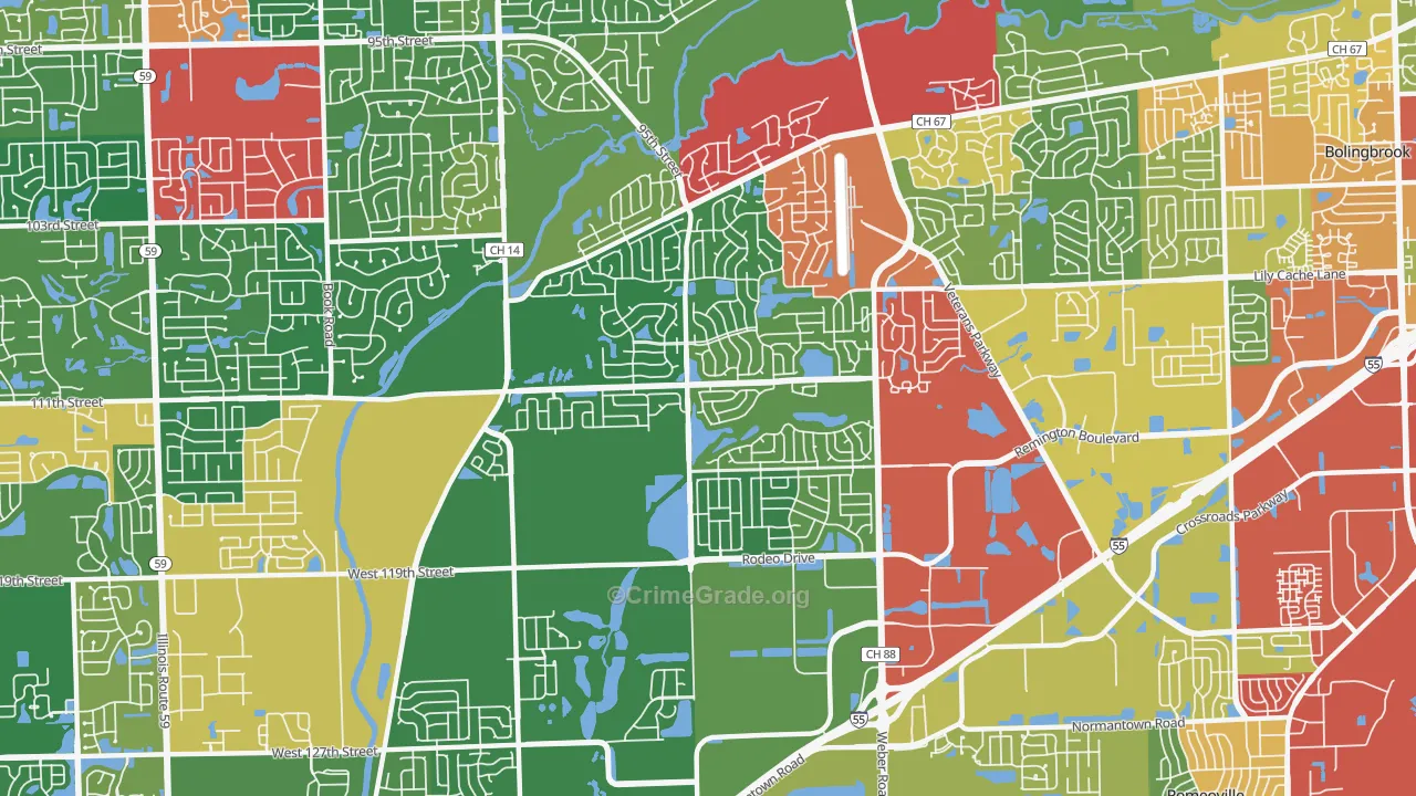60490, IL Map of Theft Rates
