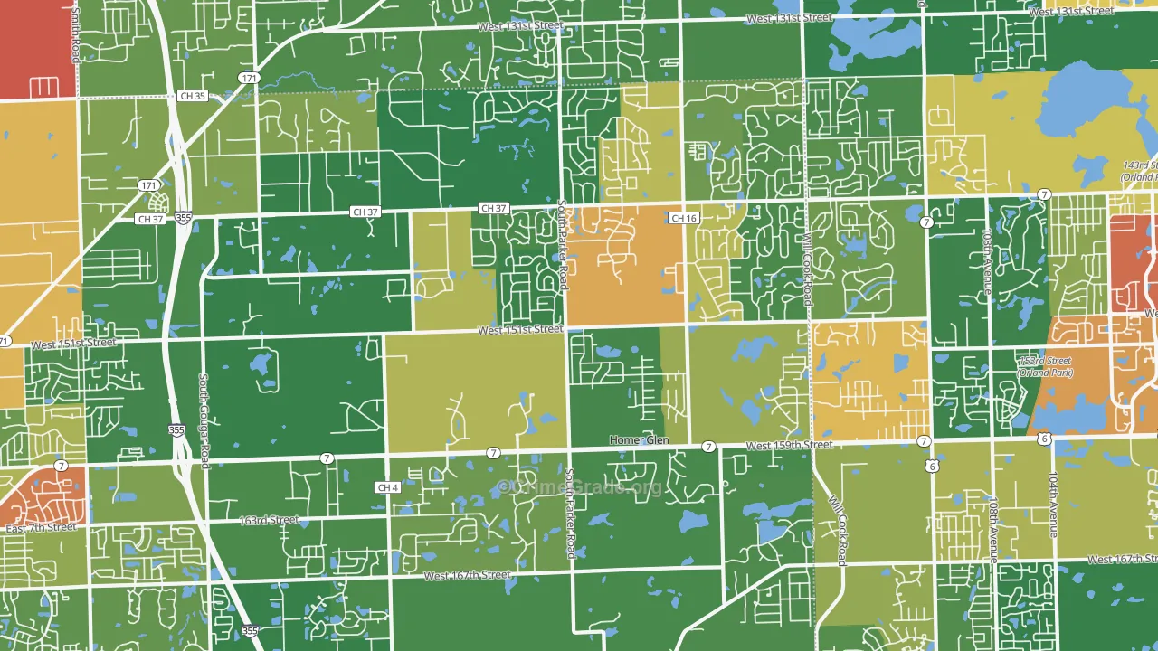 60491, IL Map of Theft Rates