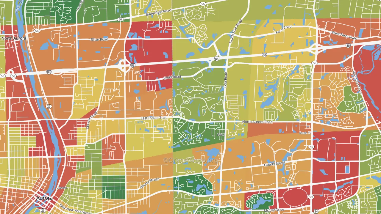 60502, IL Map of Theft Rates