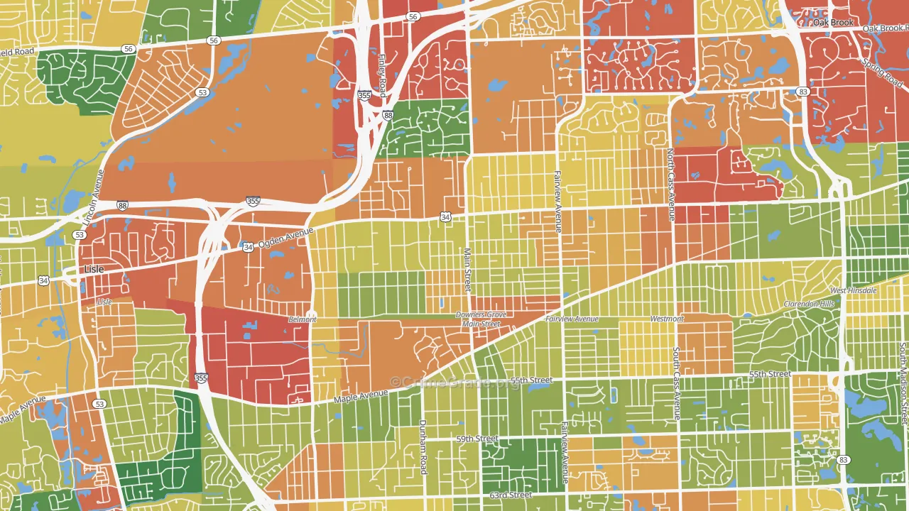 60515, IL Map of Theft Rates