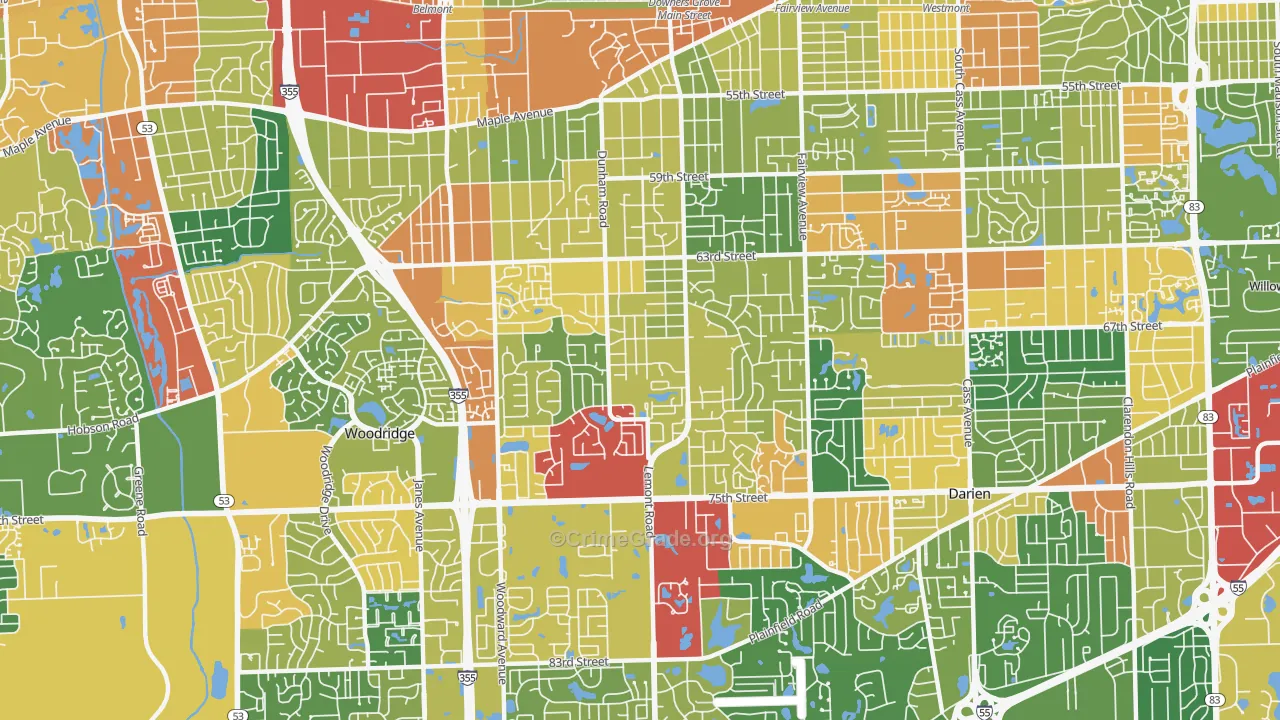 60516, IL Map of Theft Rates