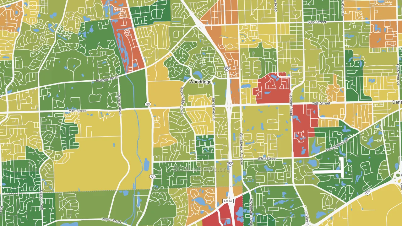 60517, IL Map of Theft Rates