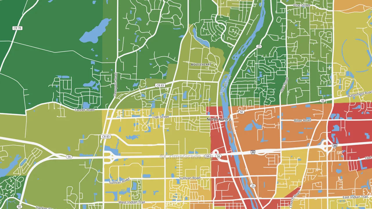 60542, IL Map of Theft Rates