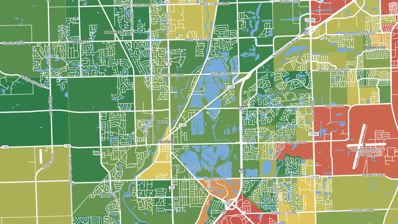 60544, IL Map of Theft Rates