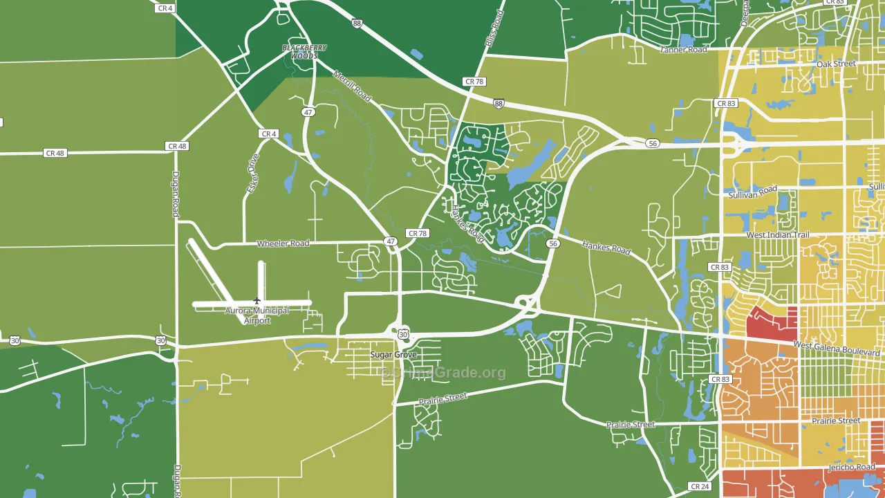 60554, IL Map of Theft Rates