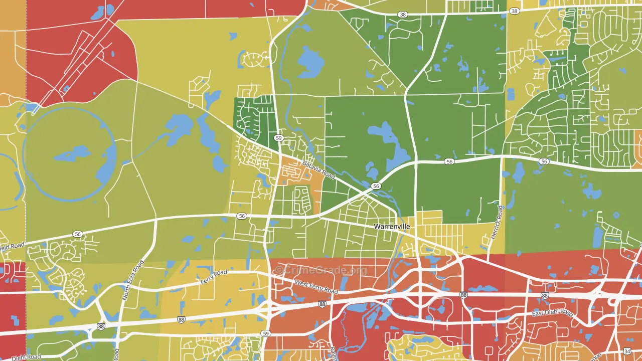 60555, IL Map of Theft Rates