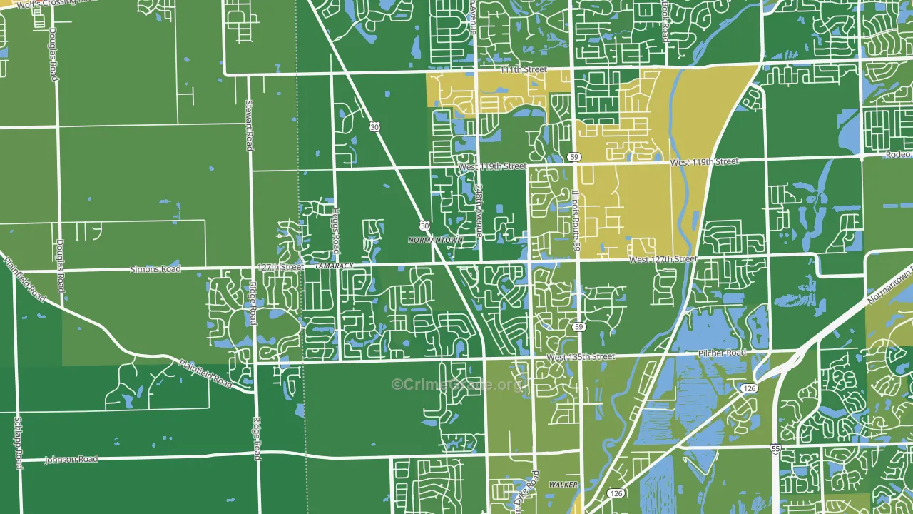 60585, IL Map of Theft Rates