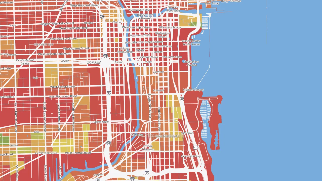 60605, IL Map of Theft Rates