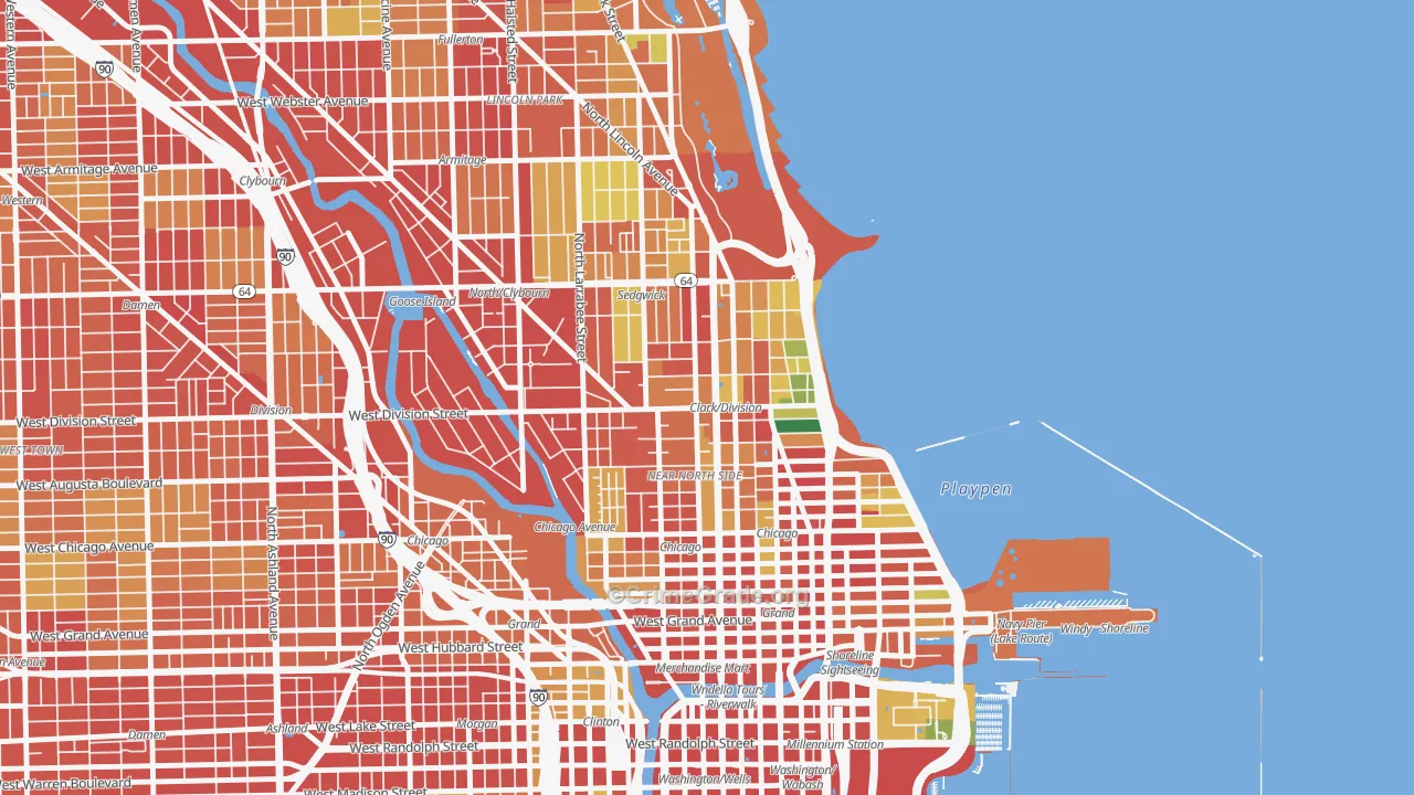 60610, IL Map of Theft Rates
