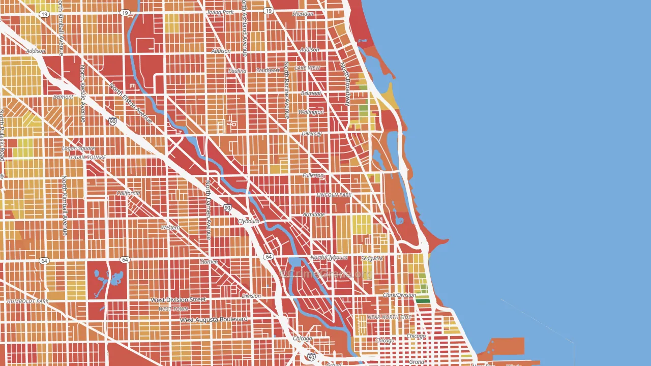 60614, IL Map of Theft Rates