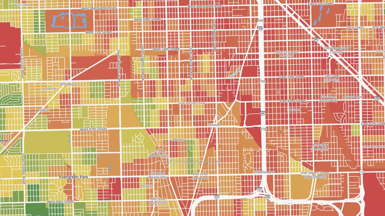 60620, IL Map of Theft Rates