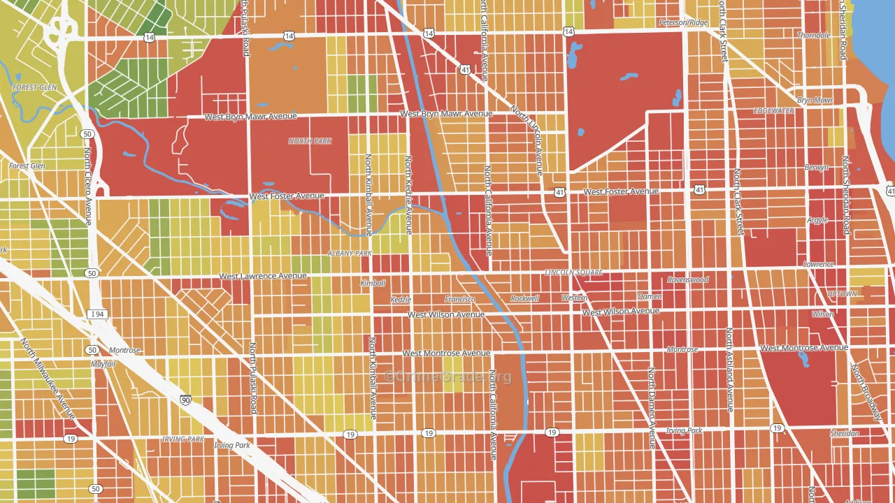 60625, IL Map of Theft Rates