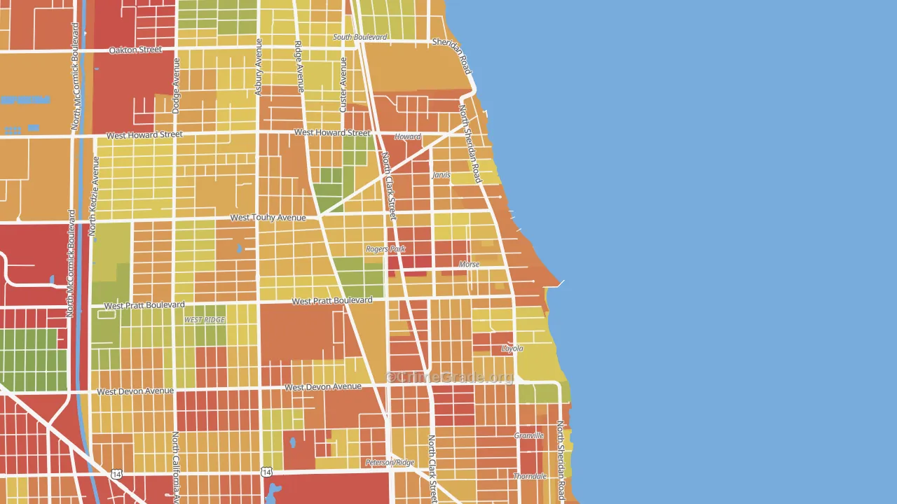 60626, IL Map of Theft Rates