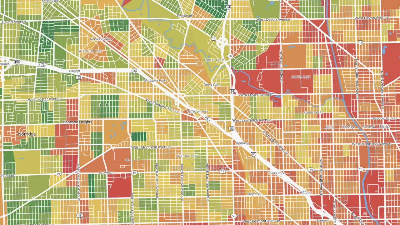 60630, IL Map of Theft Rates