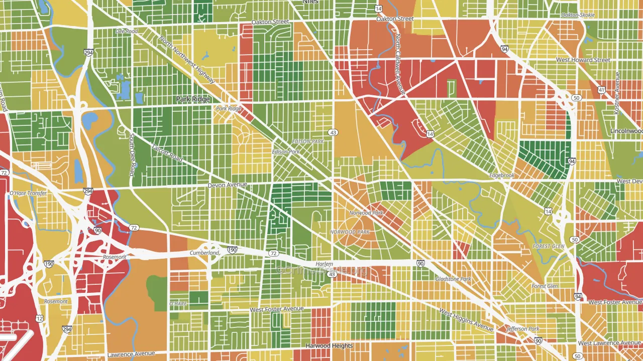 60631, IL Map of Theft Rates