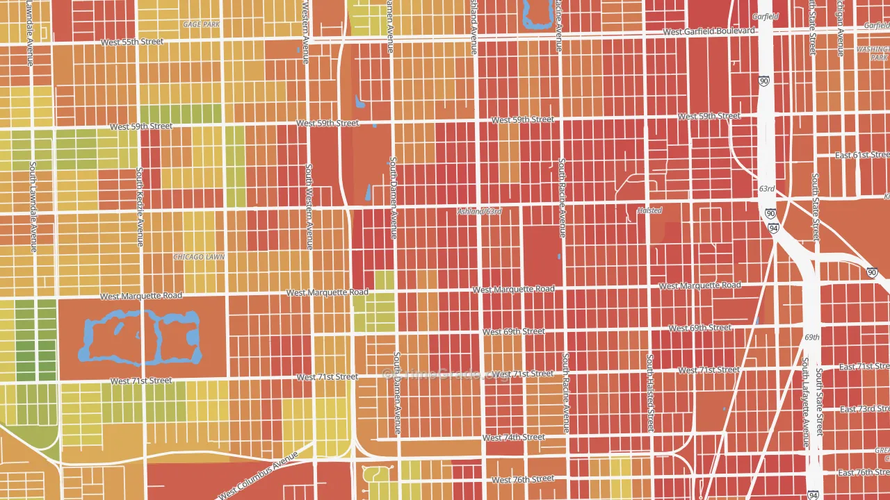 60636, IL Map of Theft Rates
