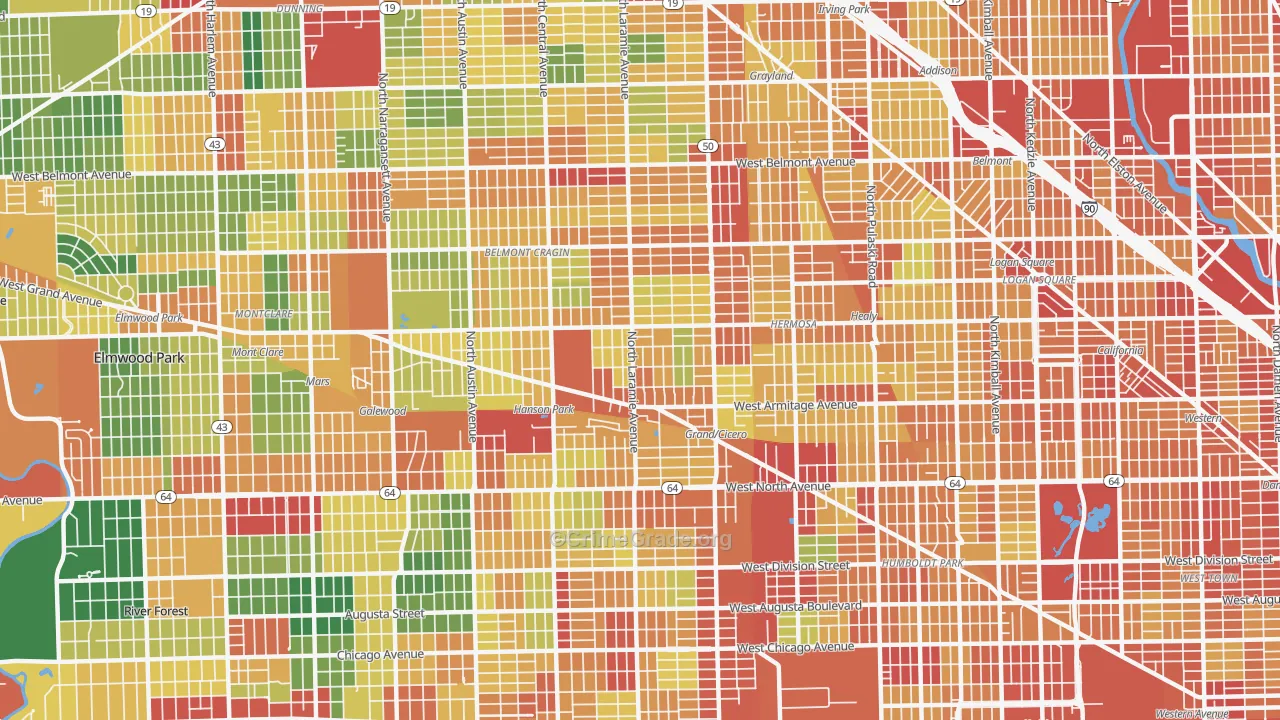 60639, IL Map of Theft Rates