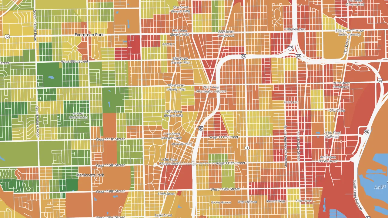 60643, IL Map of Theft Rates