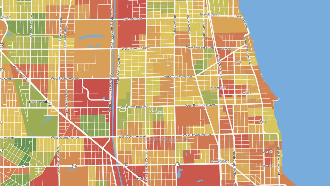 60645, IL Map of Theft Rates