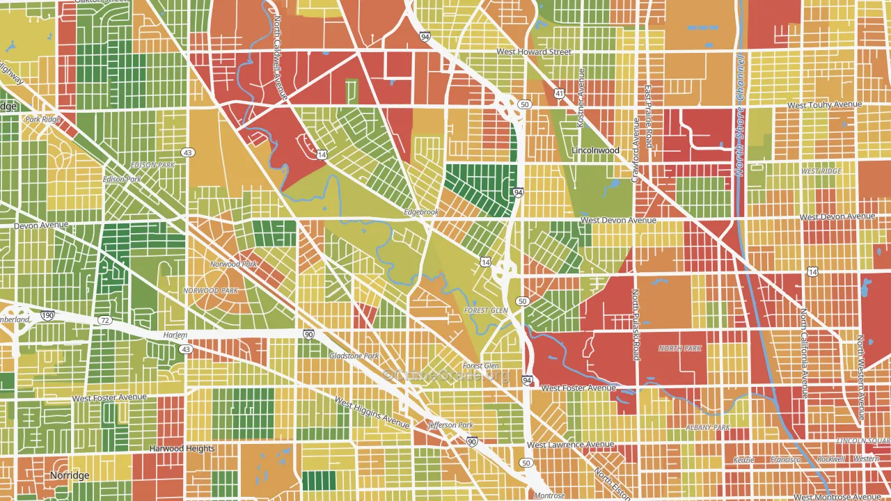 60646, IL Map of Theft Rates