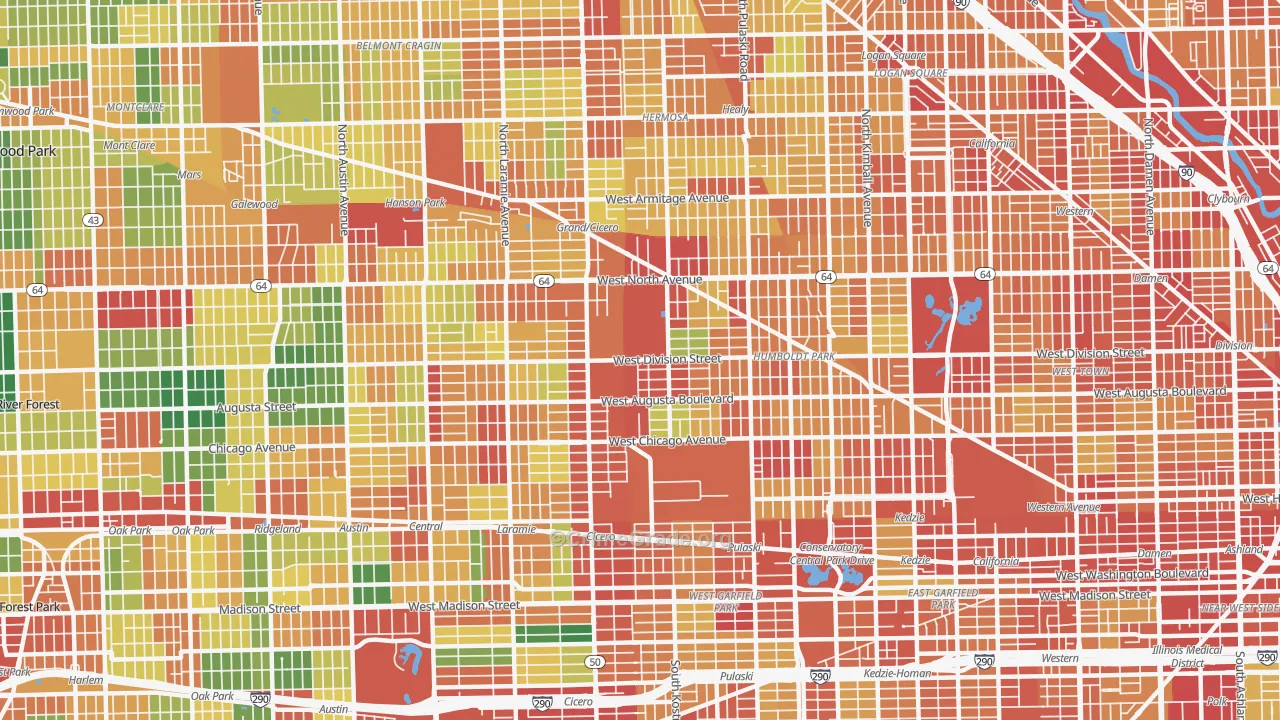 60651, IL Map of Theft Rates