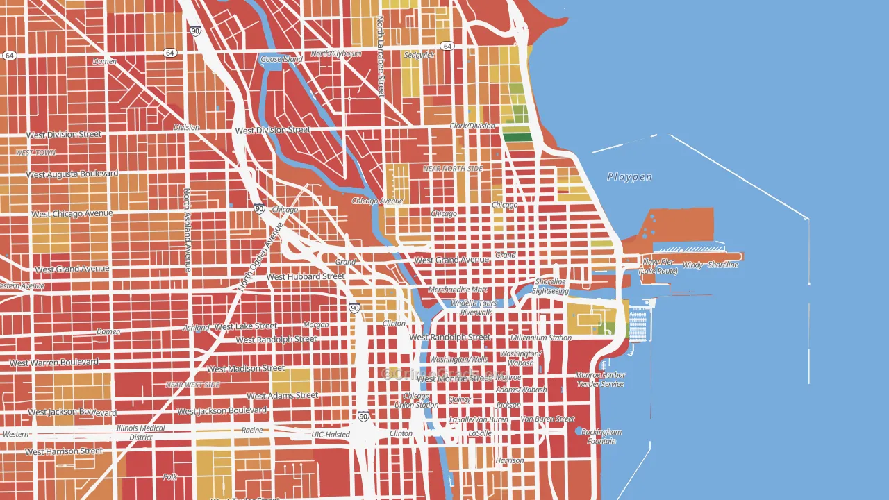 60654, IL Map of Theft Rates