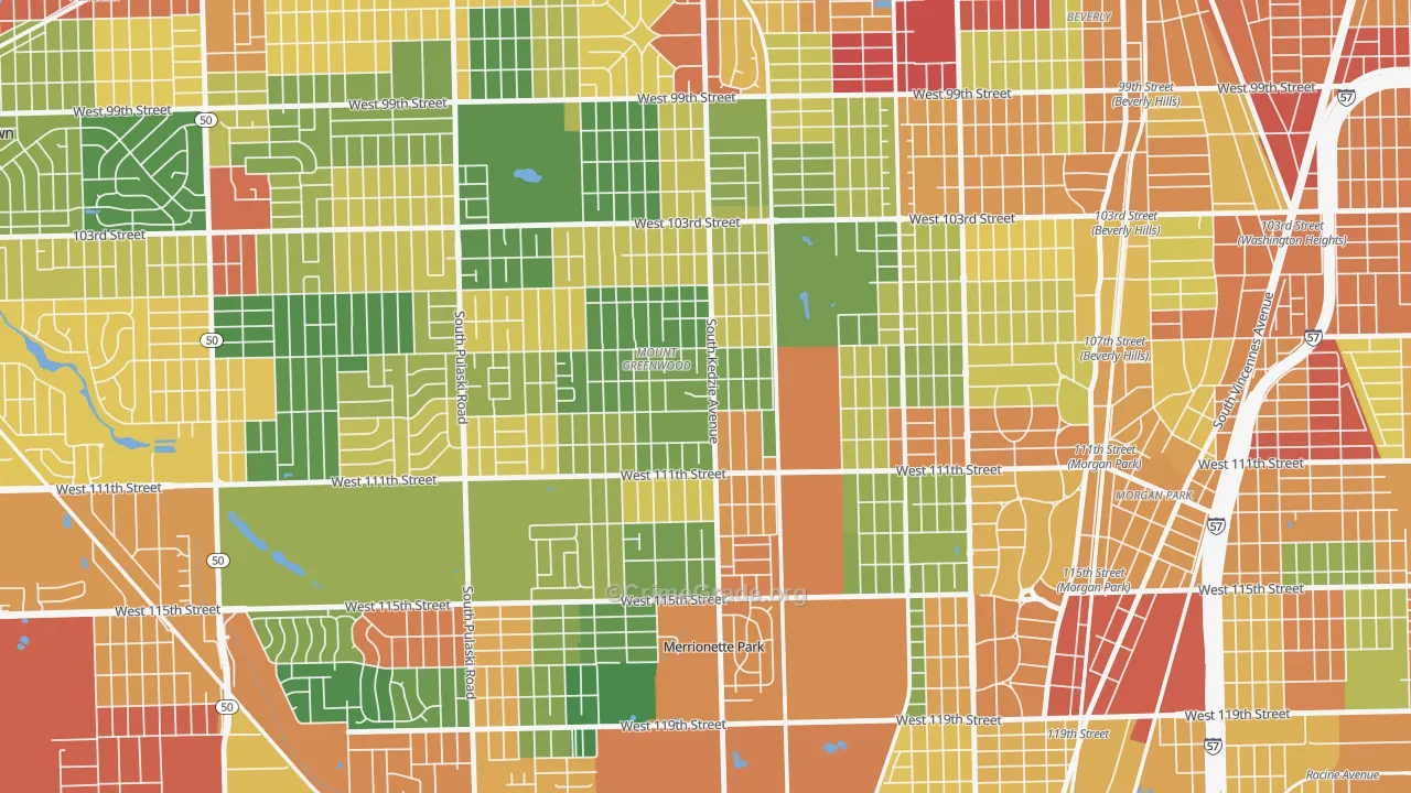 60655, IL Map of Theft Rates