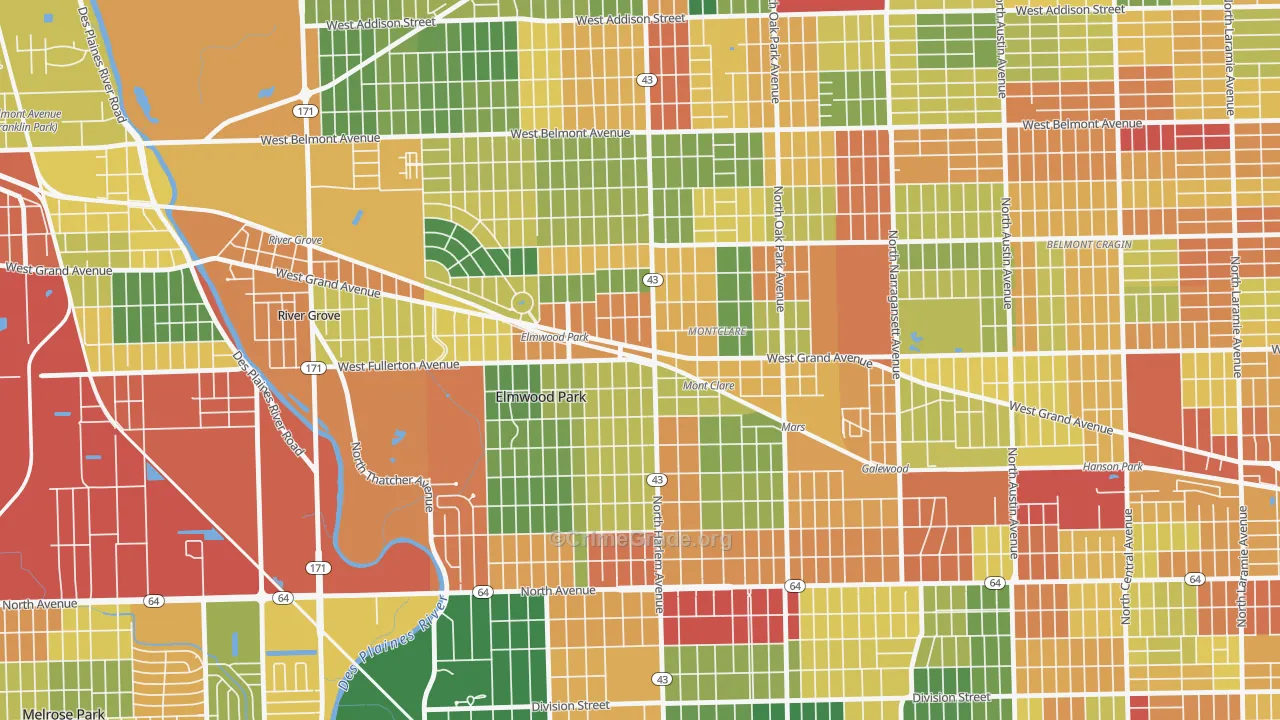 60707, IL Map of Theft Rates
