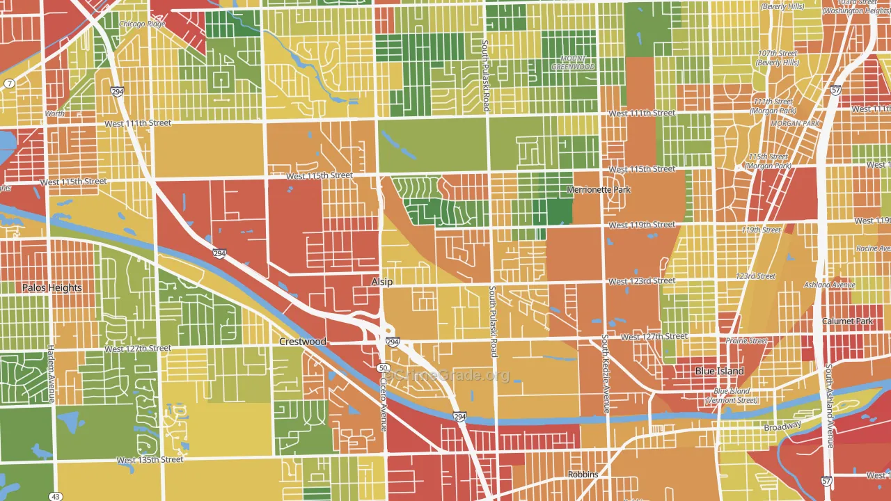 60803, IL Map of Theft Rates