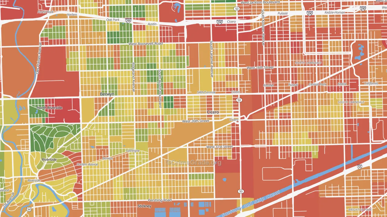 60804, IL Map of Theft Rates