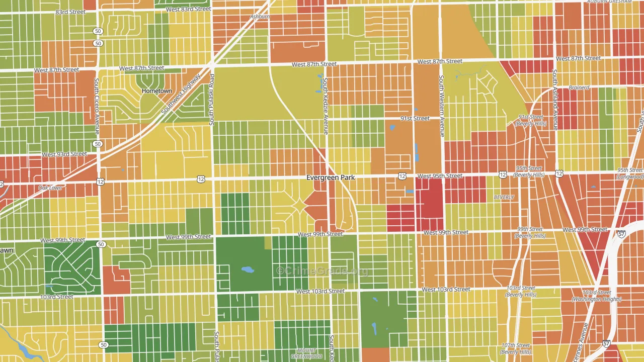 60805, IL Map of Theft Rates