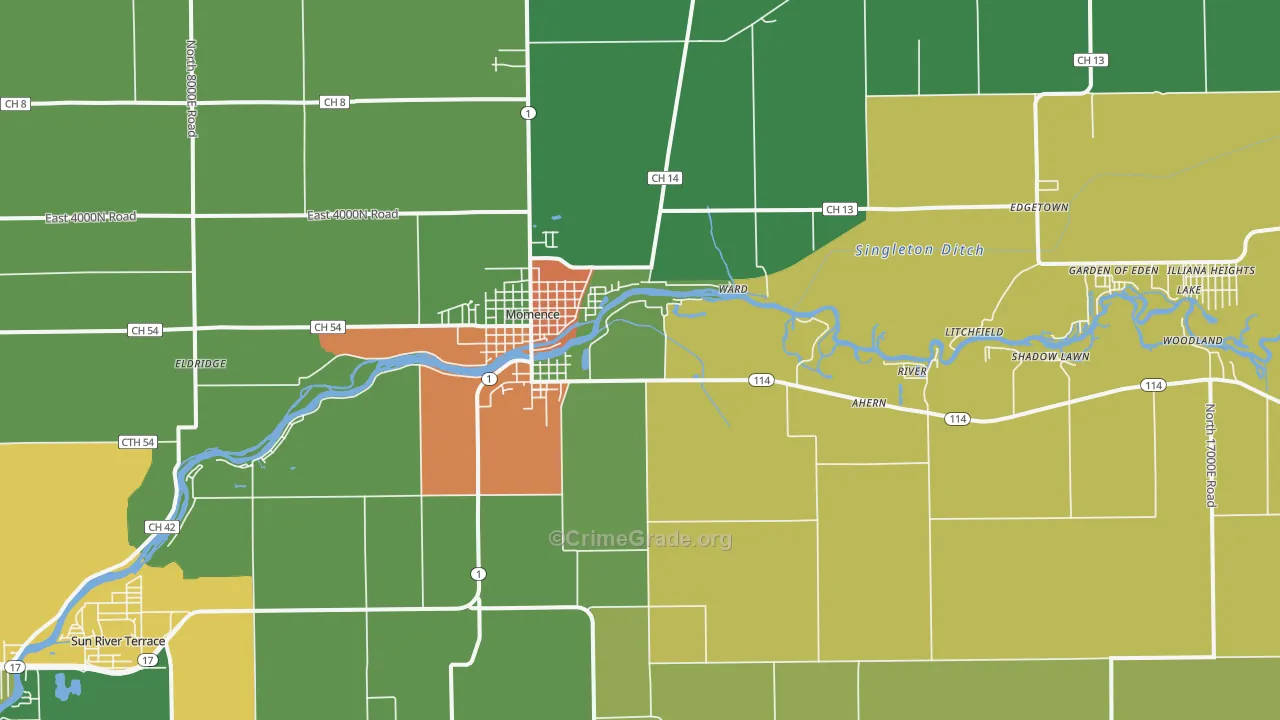 60954, IL Map of Theft Rates