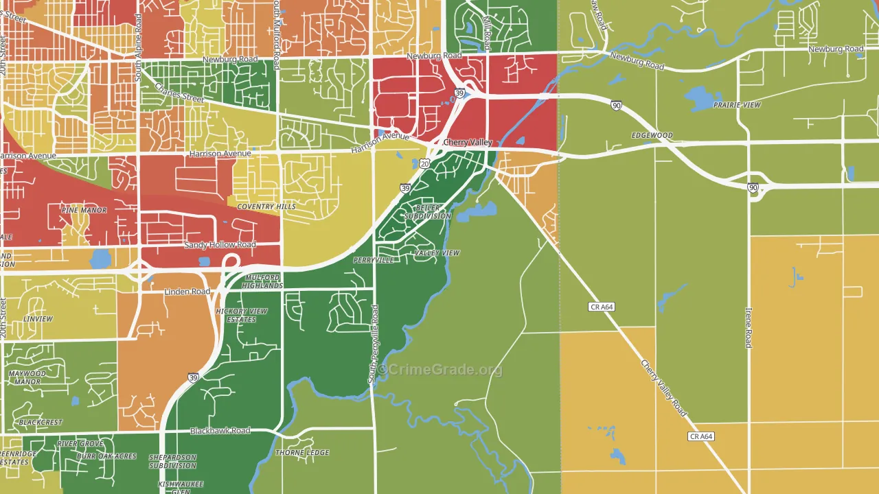 61016, IL Map of Theft Rates
