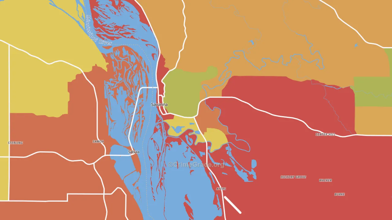 61074, IL Map of Theft Rates