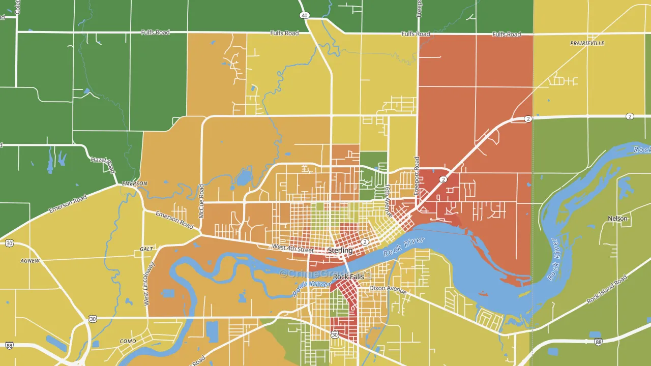 61081, IL Map of Theft Rates