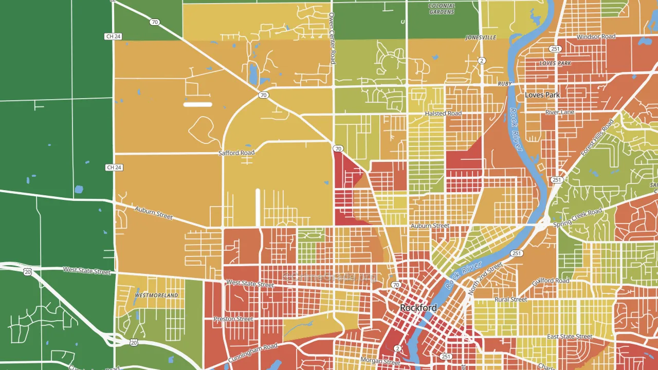 61101, IL Map of Theft Rates