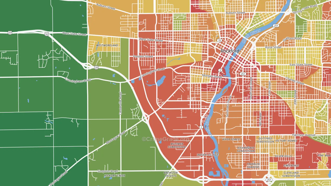 61102, IL Map of Theft Rates