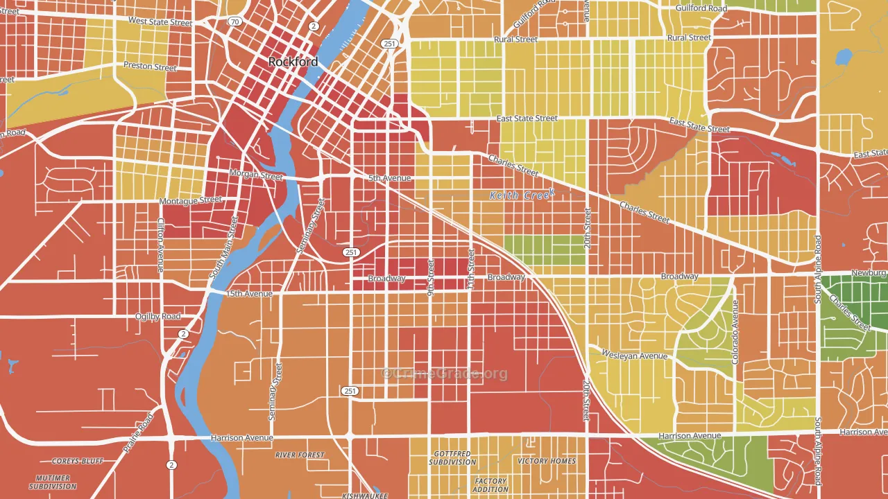 61104, IL Map of Theft Rates