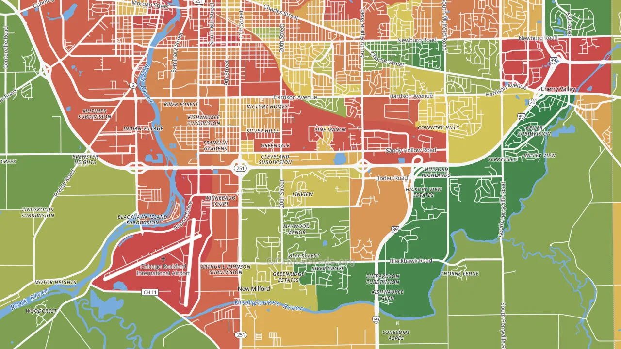 61109, IL Map of Theft Rates