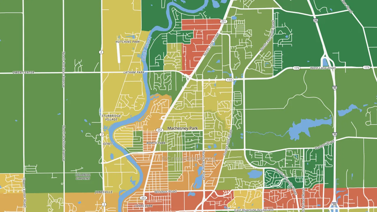 61115, IL Map of Theft Rates