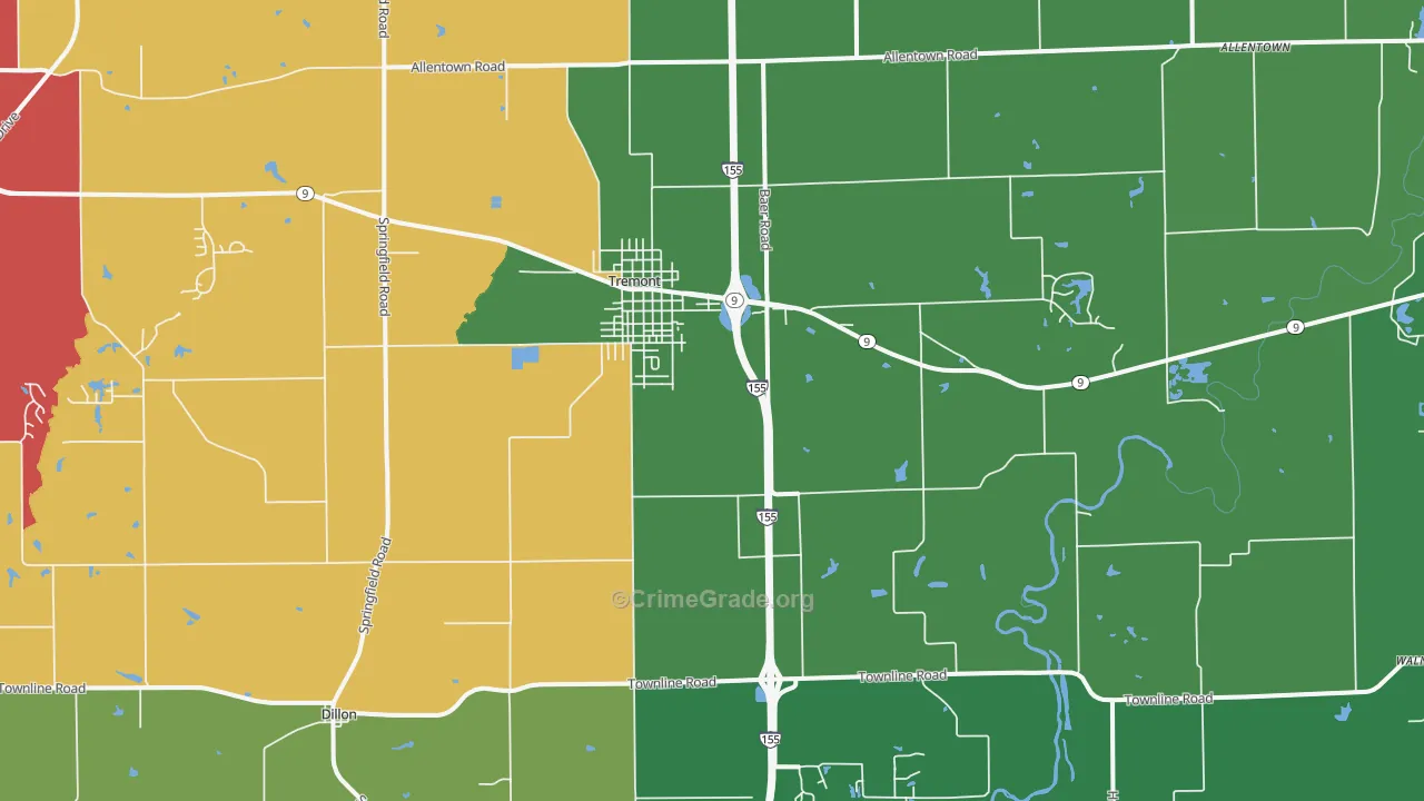 61568, IL Map of Theft Rates