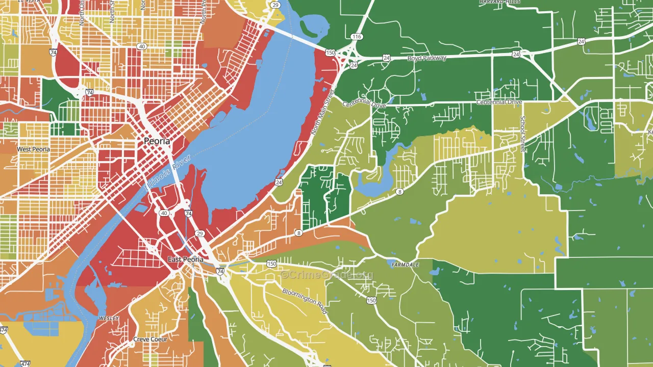 61611, IL Map of Theft Rates