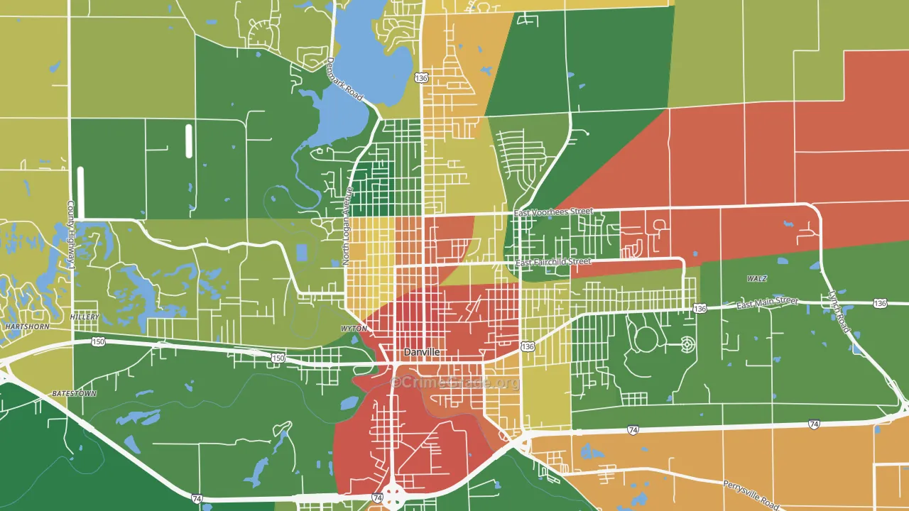 61832, IL Map of Theft Rates