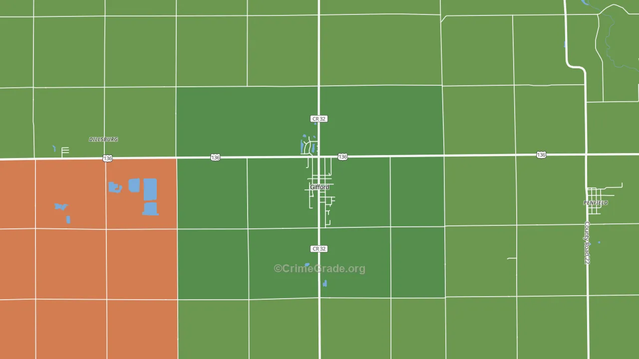 61847, IL Map of Theft Rates