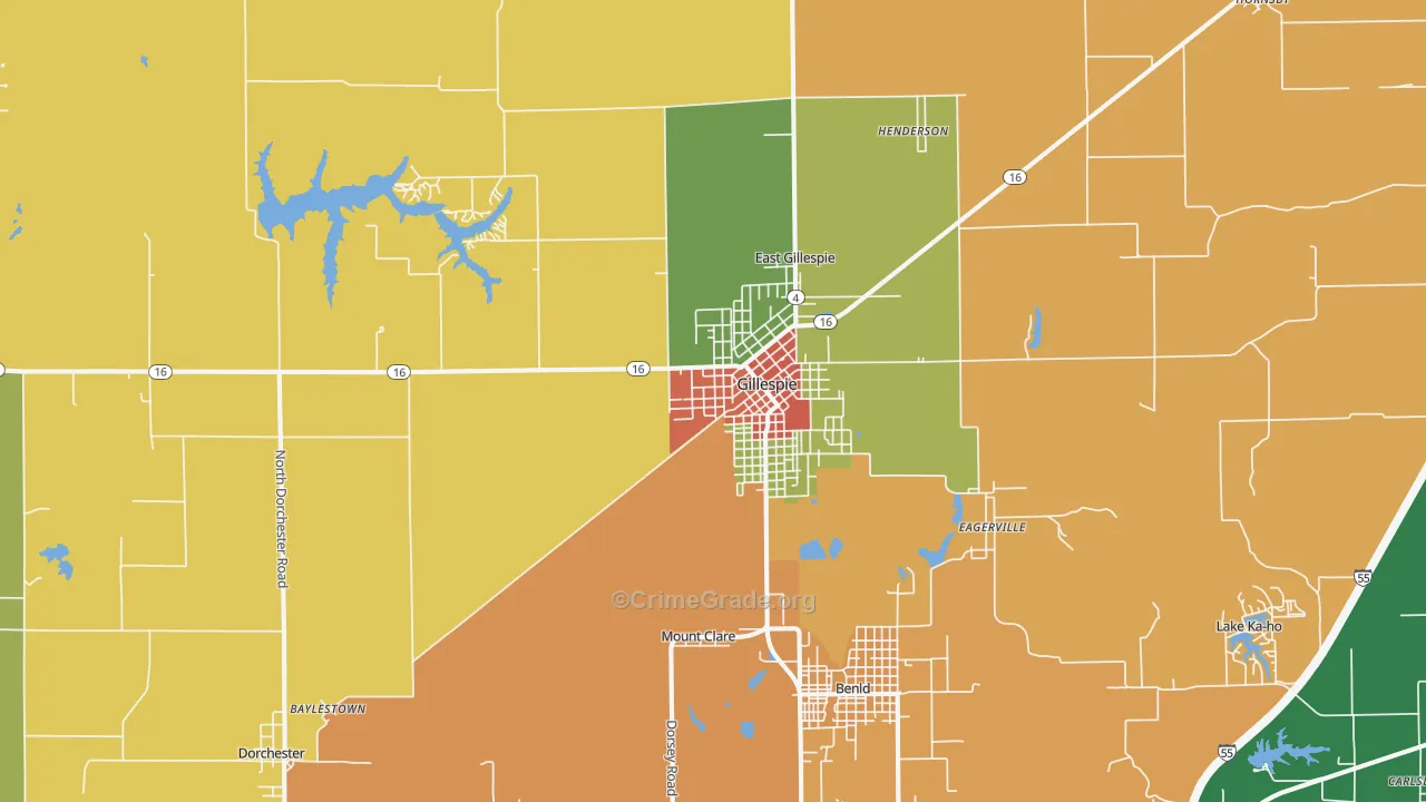 62033, IL Map of Theft Rates