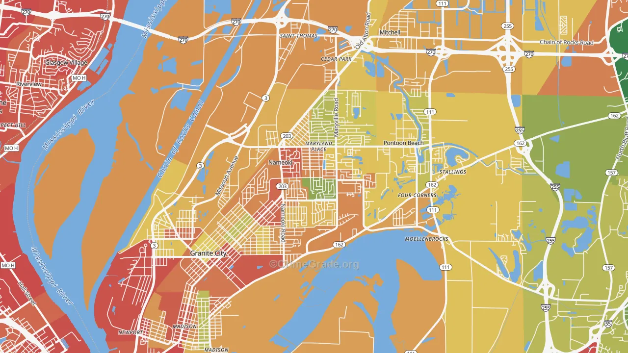 62040, IL Map of Theft Rates