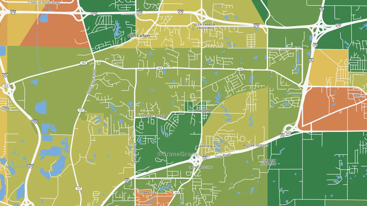 62062, IL Map of Theft Rates