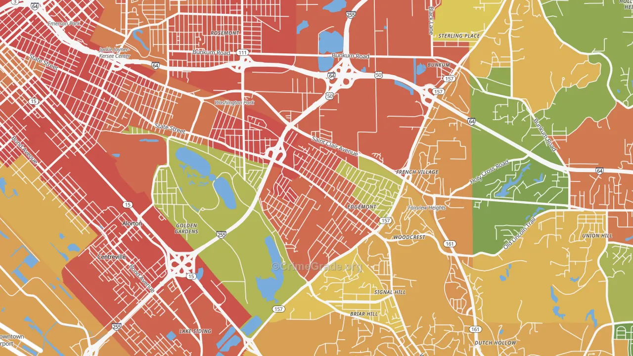 62203, IL Map of Theft Rates