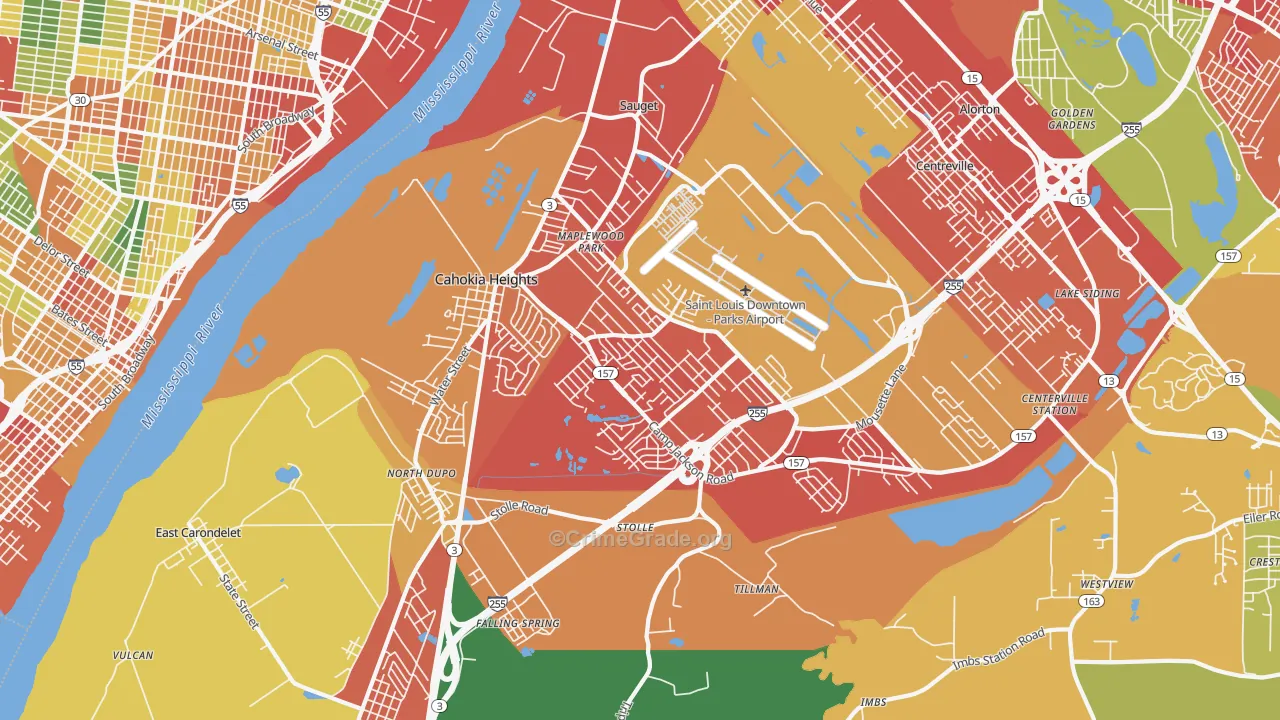 62206, IL Map of Theft Rates