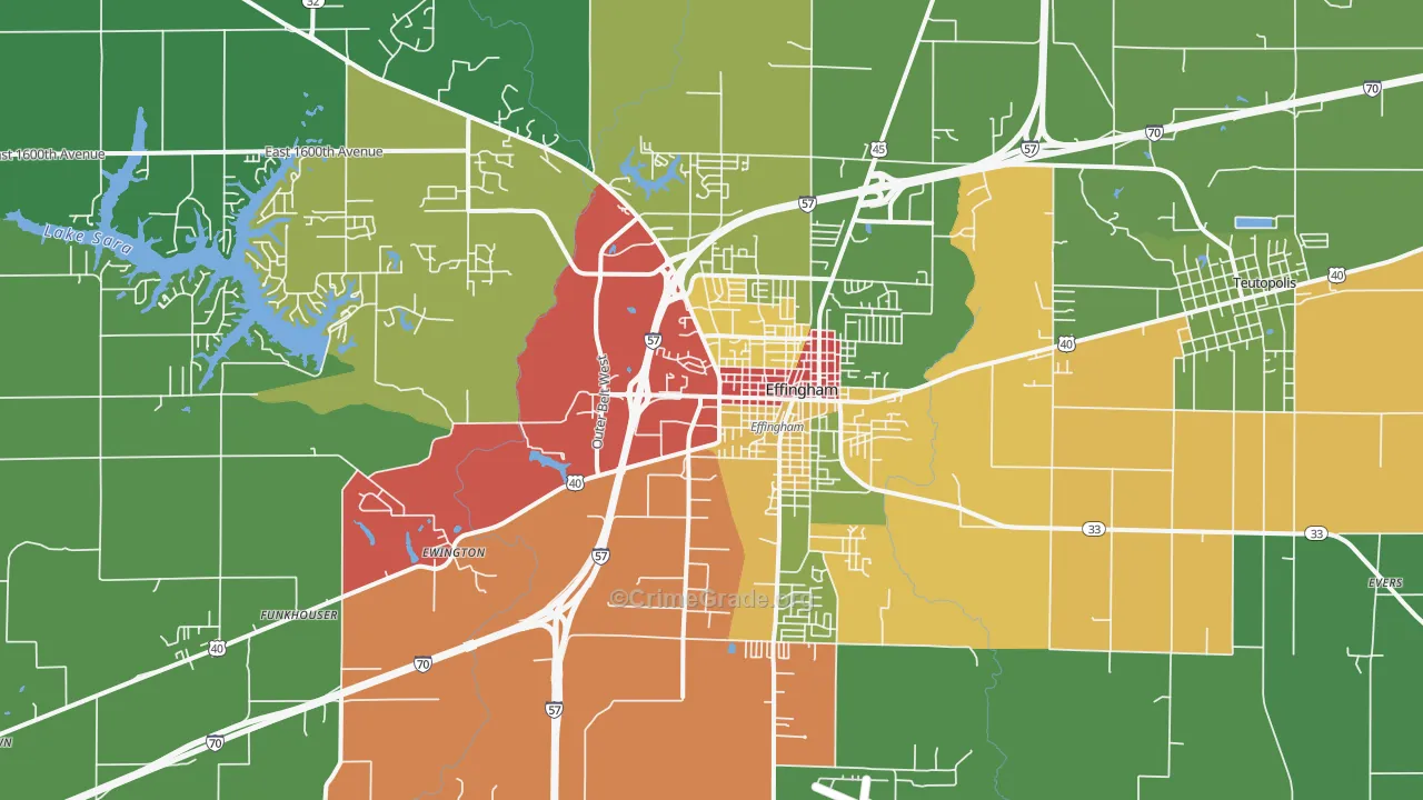 62401, IL Map of Theft Rates